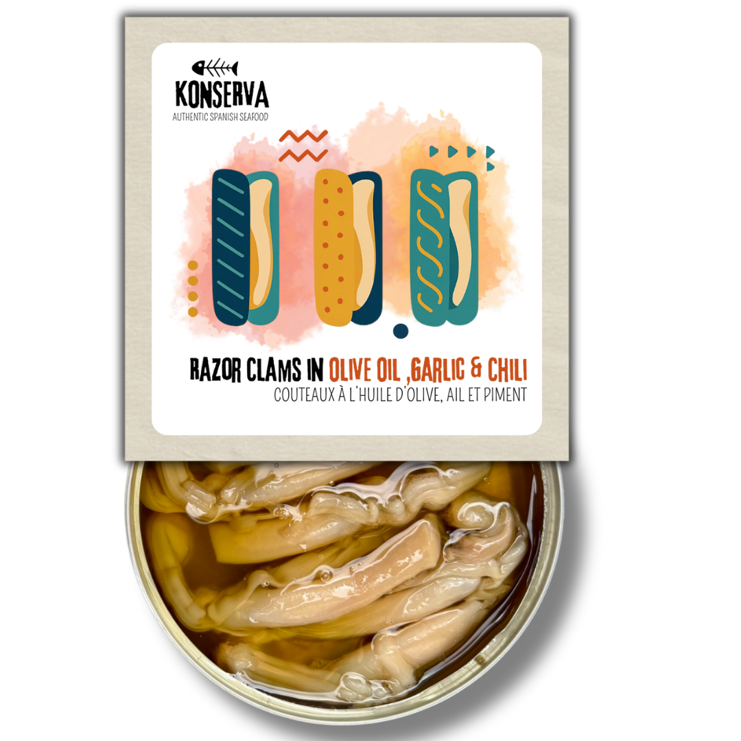 Razor Clams in Olive Oil, Garlic & Chili