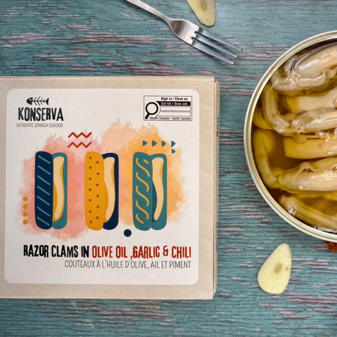 Razor Clams in Olive Oil, Garlic & Chili